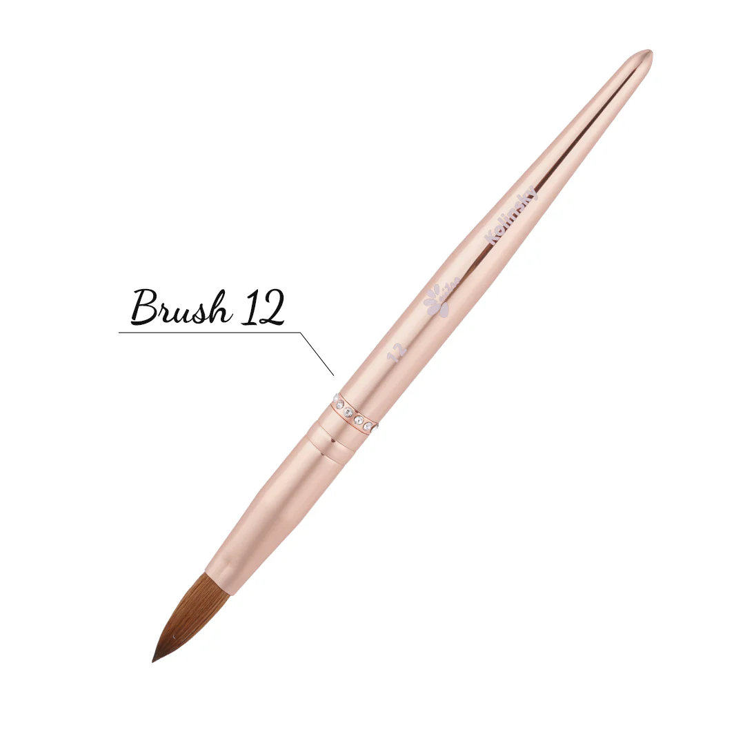 Kolinsky Acrylic Brush - Pinched - Size 12 - Gold - Image 6