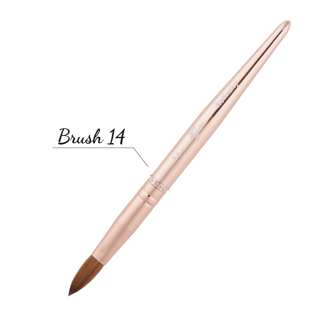 Kolinsky Acrylic Brush - Pinched - Size 14 - Gold - Image 6