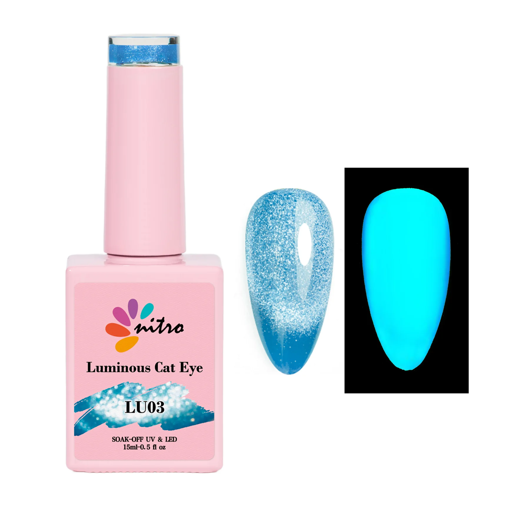 Nitro Luminous Cat Eye Gel – Magnetic Glow in the Dark Gel Polish - Image 3
